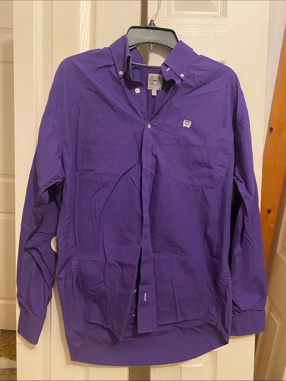 Cinch Purple Button-Down Shirt with Embroidered Chest Crest